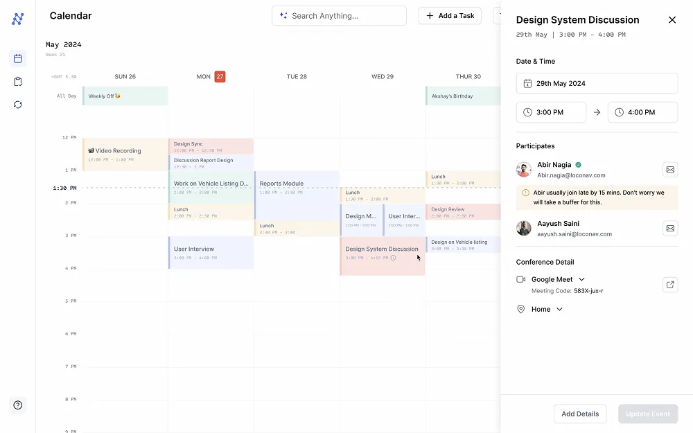 AI Calendar interface preview
