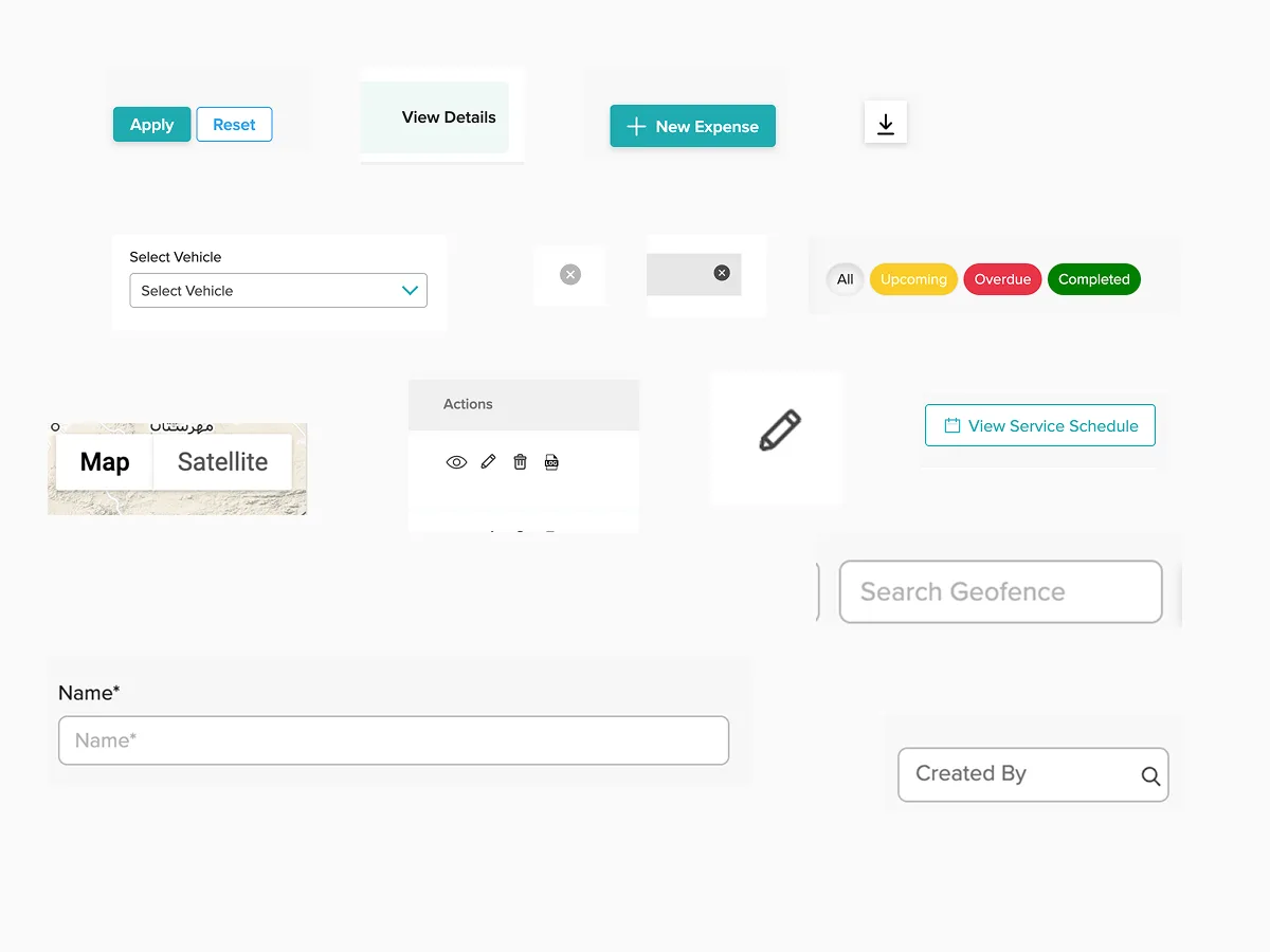 Component audit, buttons, filters, inputs, actions