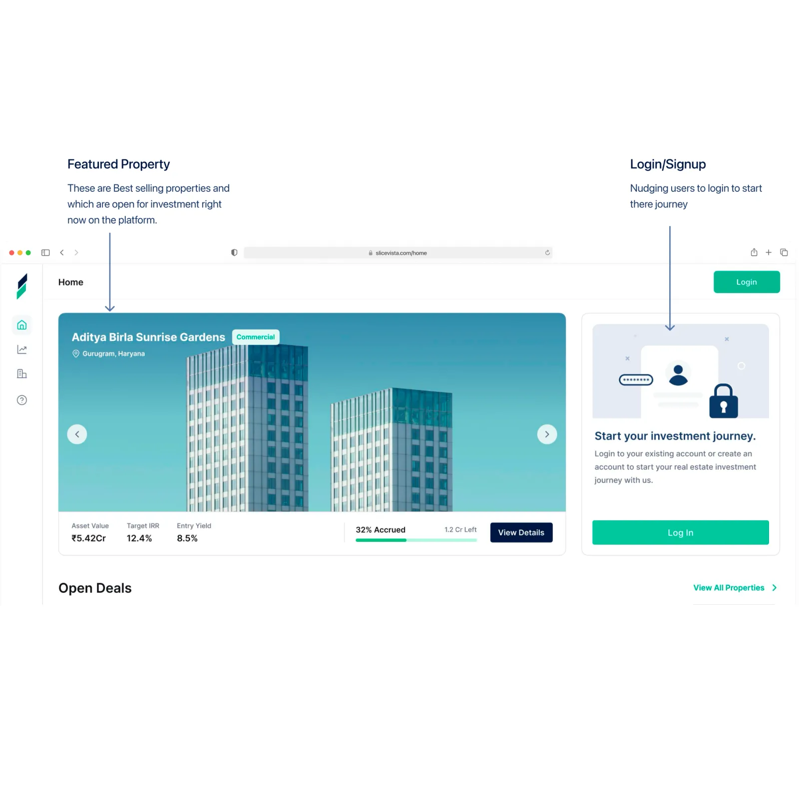 Home page, new / logged-out user
