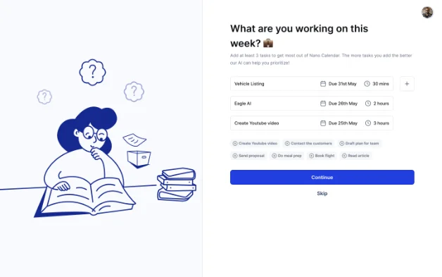 Onboarding, set up monthly personal goals
