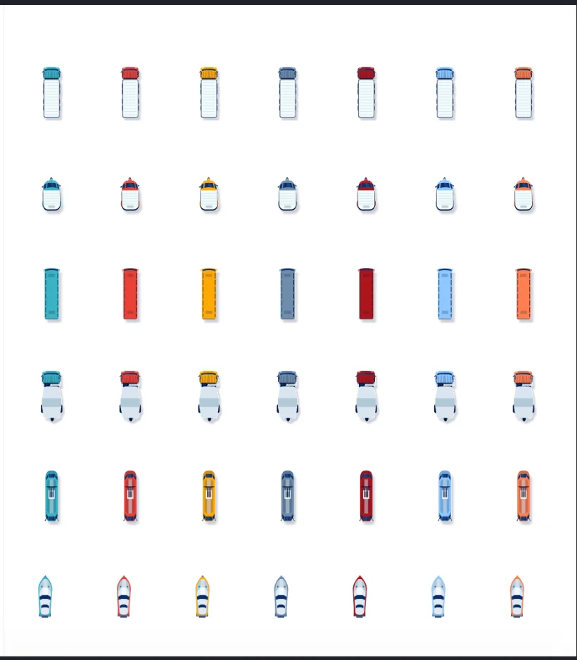 Custom vehicle illustrations with status indicators