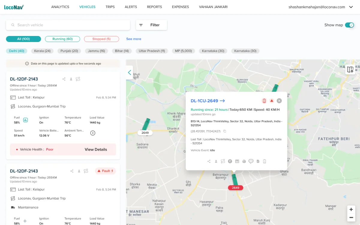 The existing tracking screen, overcrowded & cluttered